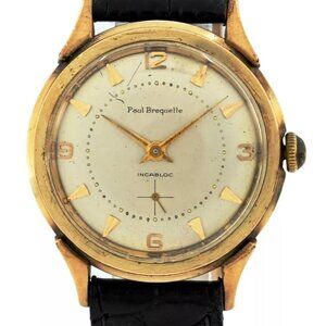 Vintage 1940s Paul Breguette 35mm Mechanical Small Seconds 10k Gold Filled Watch